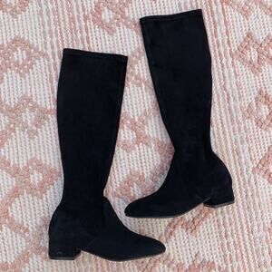 Black Stuart Weitzman Raissa Leather Knee High Boots 4.5